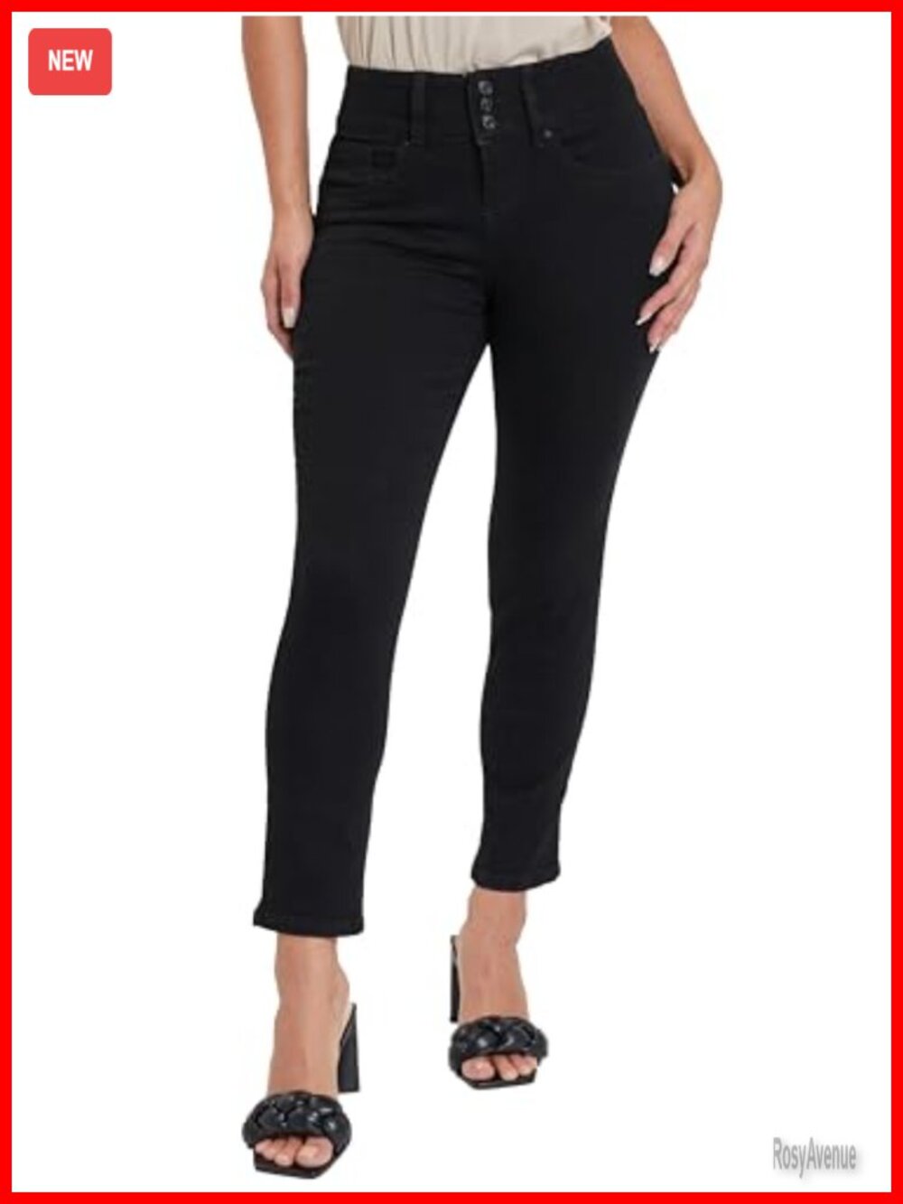 Petite High Rise Skinny Jeans 3 Button Ankle Stretch Denim